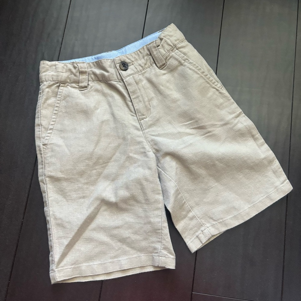 Janie & Jack Linen & Cotton blend tan shorts w/ adjustable waist size 5